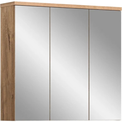 Afbeelding van Grado spiegelkast 3 deuren mat grijs,eik decor.