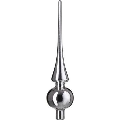 Afbeelding van Decoris Kerstboompiek zilverkleurig glazen piek 26 cm