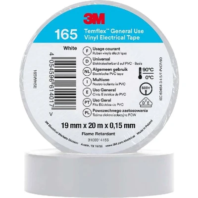 Afbeelding van 3M Temflex 165 isolatietape 19mm 20 meter Wit