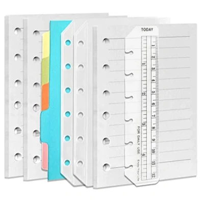 Afbeelding van DY.2ten Hervulbare A7 Notebook Set, 3 Pack gevoerd navulpapier, Clear Zipper Binder Pockets, verdelers, liniaal Marker, Papier Refill voor 6 Ring A5 Binders Planner