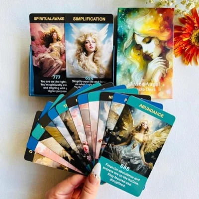 Afbeelding van Oracle kaarten met engelnummers, orakelkaarten voor beginners, verbeter je spirituele reis The Angel Number Affirmatiekaarten