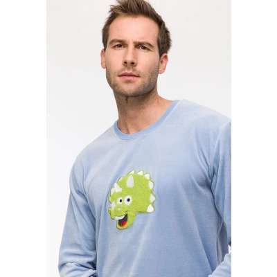 Afbeelding van Woody Jongens Heren Pyjama lichtblauw maat 152/12J