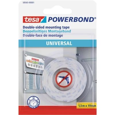 Afbeelding van tesa UNIVERSAL 58565 00001 00 Montagetape Powerbond Wit (l x b) 1.5 m 19 mm 1 stuk(s)