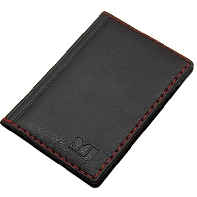 Afbeelding van myledershop Creditcard en visitekaarthouder met contrastnaad 12 vakken MJ Design Germany, 4/zwart, Eén maat, Elegant