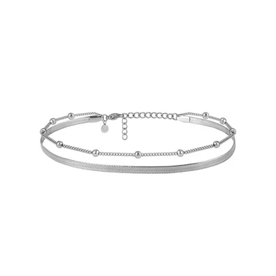 Afbeelding van enkelbandje zilver voor dames I Meerrijig Verstelbaar Zilveren slangenketting Waterdicht