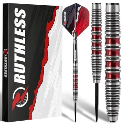 Afbeelding van RUTHLESS Red Falcon Professionele Tungsten Steeltip dartset in 22 g en 24 g, met flights steelschachten (22 g)