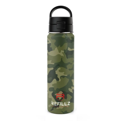 Afbeelding van Refillz Camou Bottle Urban Green/Black Drinkfles 650ml Kampeerspullen