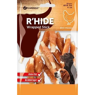 Afbeelding van Hondensnack R&#039;Hide Kip Wrapped Stick 6 cm 15 stuks