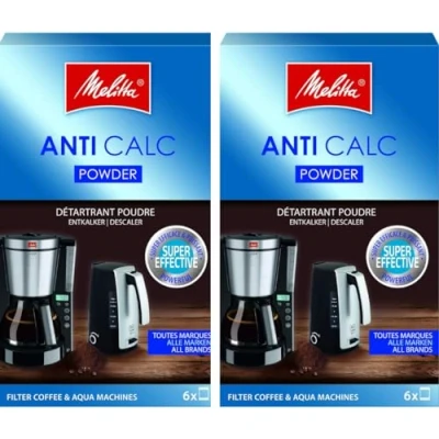 Afbeelding van Melitta Anti Calc Poederontkalker voor filterkoffiemachines, artikel 192632, 12 poederzakken van 20 g, verpakking 2 stuks