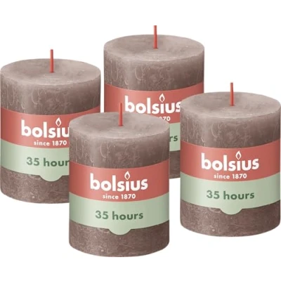 Afbeelding van Stompkaarsen Shine 4 st rustiek 80x68 mm taupe