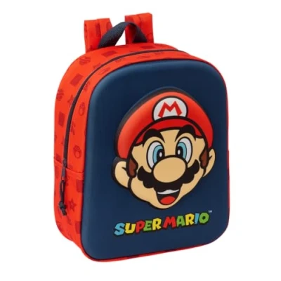 Afbeelding van Super Mario 3D kleuterschoolrugzak, aanpasbaar aan de wagen, eenvoudige reiniging, ideaal voor kinderen van verschillende leeftijden, comfortabel en veelzijdig, kwaliteit duurzaamheid, 22 x 10 27