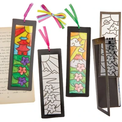 Afbeelding van Baker Ross FN031 Japanse Tuin Kleurplaten Set van 10, Wereld Boeken Dag Sets, Bladwijzers maken voor kinderen