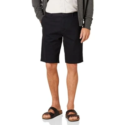Afbeelding van Amazon Essentials Heren Slim Fit 11&quot; Flat Front Comfort Stretch Chino Short, Zwart, 30