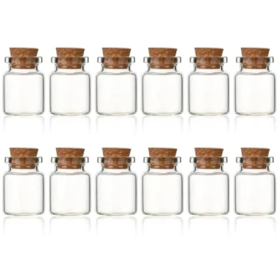 Afbeelding van Arcjunys kleine glazen flessen met kurkdeksels, potten deksels, 5 ml mini kurkstoppen, spreukenpotten, fles voor doe het zelf knutselen, decoratie,