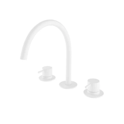 Afbeelding van HotBath Cobber inbouw wastafelmengkraan 3 gats CB033 Mat wit