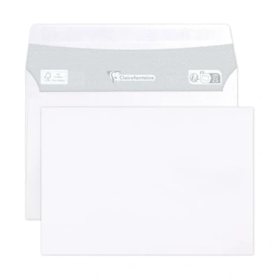 Afbeelding van Clairefontaine 6916C Doos met 500 Witte Enveloppen C6 114x162 mm Zelfklevend 90g/m²