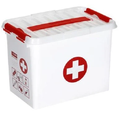 Afbeelding van SUNWARE Q Line First Aid Box + 1 Tray 9 Liter 300 x 200 220 mm wit/transparant/rood