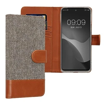 Afbeelding van kwmobile telefoonhoesje geschikt voor Google Pixel 8 Pro Hoesje met pasjeshouder in lichtgrijs / bruin Case portemonnee