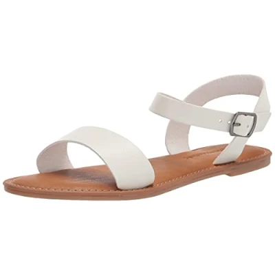 Afbeelding van Amazon Essentials Sandalen met twee riempjes voor dames, Kleur: wit., 12 US Wide