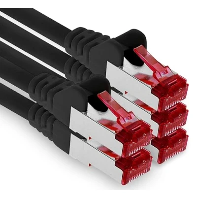 Afbeelding van Cat6 Kabel Ethernet Cable Gigabit LAN Netwerkkabel RJ45 Cat 6 1m zwart 5 stuks