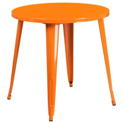 Afbeelding van Flash Furniture Commerciële Rang 30&#039; Ronde Metaal Binnen Openluchttafel, Oranje