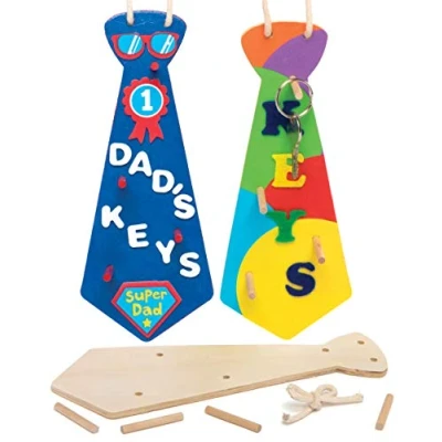 Afbeelding van Baker Ross houten sleutelplank &quot;stropdas&quot; om te beschilderen voor kinderen geweldig als geschenk Vaderdag (3 stuks)