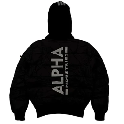 Afbeelding van Alpha Industries BACK Print Puffer Winterjas, Heren, Maat: Large, Black