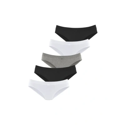 Afbeelding van Lascana PACK OF 5 Slip, Dames, Maat: 40/42, Off white anthrazit meliert schwarz