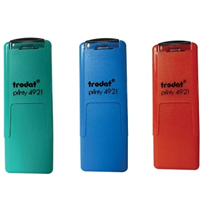 Afbeelding van Trodat stempelset voor schoolbeoordeling, navulbaar, smiley ter bevordering van studenten, grootte de voetafdruk: 10 x mm, kleur: blauw, rood en groen