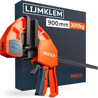 Afbeelding van Presch lijmklem 900mm Snelspanklem met 300 kg klemkracht voor onmiddellijke bevestiging Stabiel dankzij koolstofstaal en glasvezel versterkte behuizing eenhand spreidfunctie