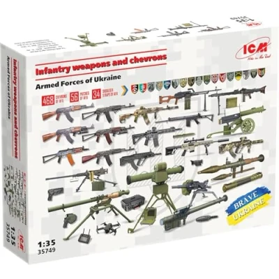 Afbeelding van 1:35 ICM 35749 Infanteriewapens en Chevrons van de strijdkrachten Oekraïne Plastic Modelbouwpakket