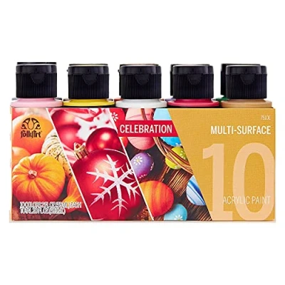 Afbeelding van FolkArt verf set Multi surface 10 colors Celebration