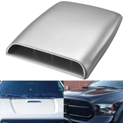 Afbeelding van NATGIC Auto Air Flow Vent Cover Universele Decoratieve Luchtstroom Inlaat Hood Scoops Motorkap Sticker Zilver/Grijs
