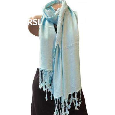 Afbeelding van Sjaal lang effen kleur zacht blauw 185/75cm