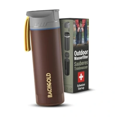 Afbeelding van BACHGOLD® Professionele outdoor waterfilterfles [650 ml] met 1500 l filtercapaciteit I verwijdert 99,99% van alle bacteriën en filtert virussen, deeltjes zware metalen, rood