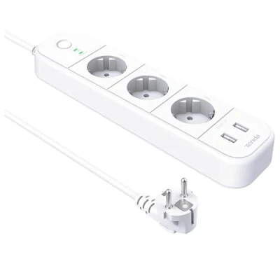 Afbeelding van Tenda SP15 intelligent WLAN stopcontact met 3 slots en 2 USB poorten, meervoudig stopcontact, overspanningsbeveiliging, tijdschema‘s, timer, app besturing, spraakbesturing Alexa &amp; Google Home