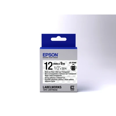 Afbeelding van Epson Strong Adhesive Tape LK 4TBW Strng adh Blk/Clear 12/9