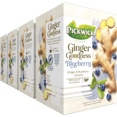 Afbeelding van Pickwick Kruidenthee Ginger Goodness Blueberry 4 x 15 theezakjes
