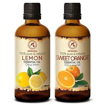 Afbeelding van Citroen &amp; Sinaasappelolie Etherische Olie 2x100ml 100% Puur Natuurlijk Aromatherapie Geurolie Geurverspreider Ontspanning Toevoegen aan Bad Cosmetica Massage Wellness Aroma Lamp Of Elektrische Diffuser