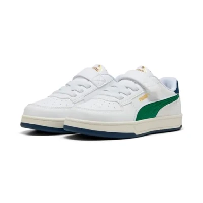 Afbeelding van Puma Caven 2.0 Retro Unisex Sneakers laag voor kinderen, Maat: 34.5, White/archive green/warm white Hoogwaardig imitatieleer