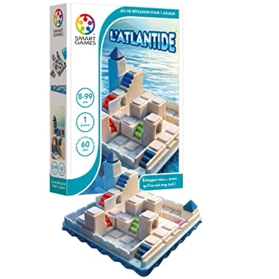 Afbeelding van SmartGames Atlantis denkspel puzzel 60 3D uitdagingen van gemakkelijk tot moeilijk niveau ontsnap voordat het te laat is 1 speler 8 99 jaar, wit