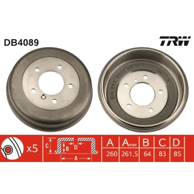 Afbeelding van Trw Remtrommel DB4089