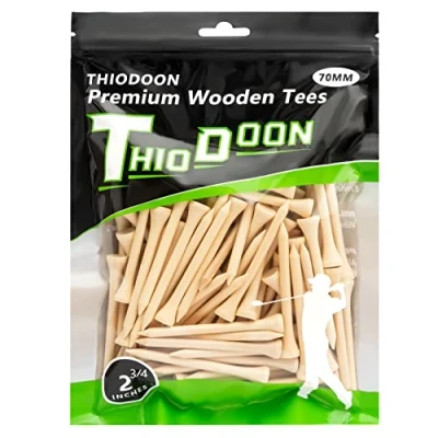 Afbeelding van THIODOON Golf Tees 2 3/4 &quot;Minder Wrijving Hout Training voor Golfer Professionele Natuurlijke Bulk 100 Count Golfing