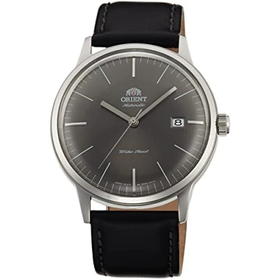 Afbeelding van Orient Heren analoog automatisch horloge met lederen armband FAC0000CA0, zilver zwart grijs, band
