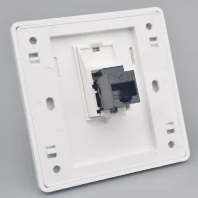 Afbeelding van Ethernet wandplaat, RJ45 Cat6 vrouwelijk naar stopcontact, Gigabit Dual Pass netwerkwandstekker, LAN frontplaat internet rechte keystone aansluiting, 86 x mm (LAN 1)