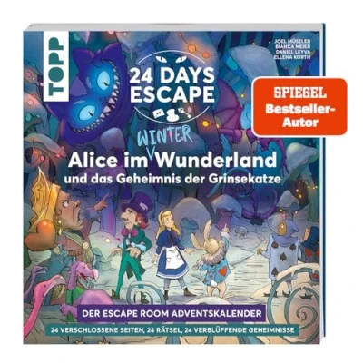 Afbeelding van 24 DAYS Escape Der Room Adventskalender: Alice im Wunderland und das Geheimnis Grinsekatze (SPIEGEL Bestseller Autor): Verschlossene Rätselseiten &amp; XXL Poster. Game