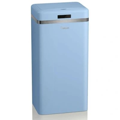 Afbeelding van Swan Retro Automatische keukenafvalemmer, bewegingssensor, 45 liter, metaal, intelligente recycling afvalemmer, grote capaciteit, vintage design, pastelblauw
