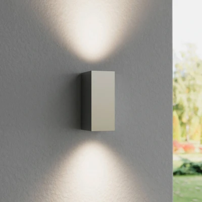Afbeelding van Lucande LED wandlamp buiten 2 lichts aluminium H: 14.5 cm zilver Inclusief lichtbronnen
