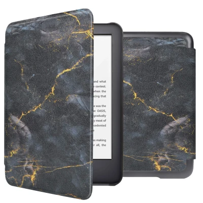 Afbeelding van Amazon Kindle (2022) 11th gen Hoes: iMoshion Design Sleepcover Bookcase zonder stand Bookcase,Sleepcover Black Marble Kunststof E Reader