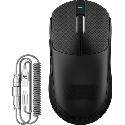 Afbeelding van ATTACK SHARK X8 PLUS Draadloze Gaming Muis met C06 Ultra LED Kabel, 55g SUPERLICHT, Voor Grote Handen, PixArt PAW3395PRO Sensor, BT/2.4G/USB, 40000 DPI, 500mAh Batterij (Zwart&amp;plakband)